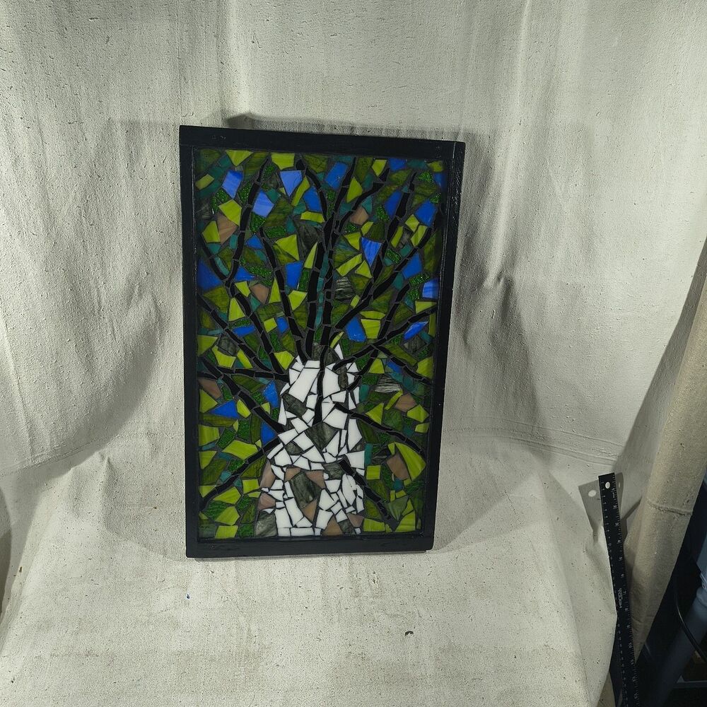 Original Glass Mosaic Artwork " Ghost Tree" "12 X 19" By Timothy Designs